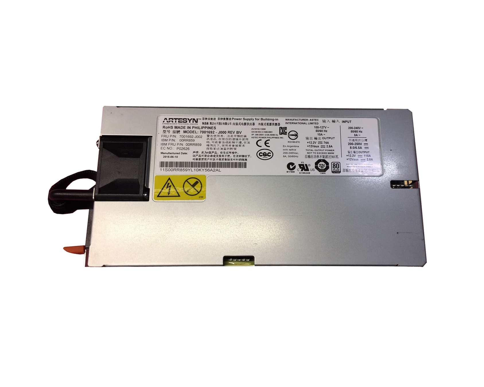 IBM 00RR859 1400-Watts 200-240V AC Power Supply for power8 / 9 Systems