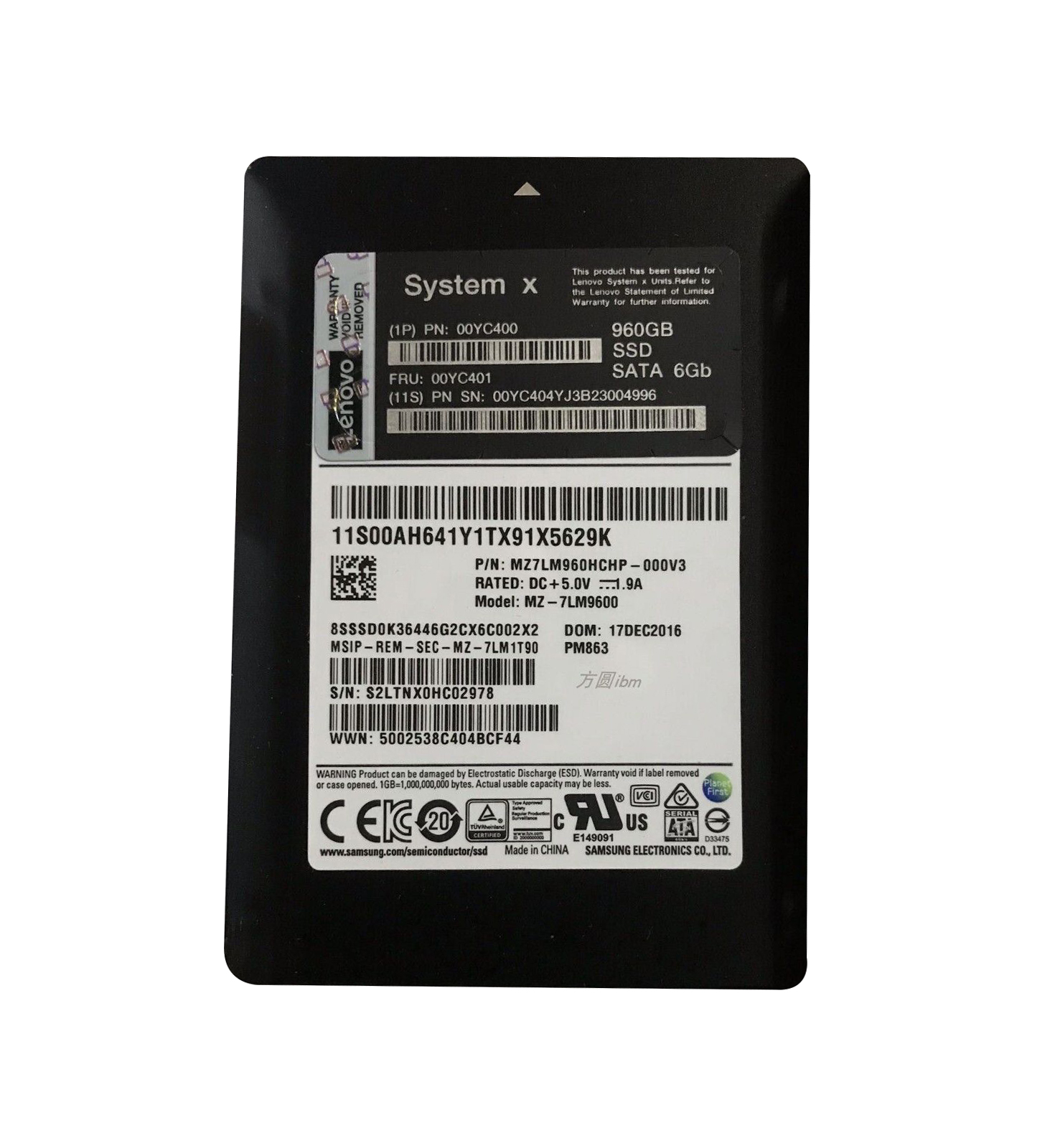 IBM 00YC400 Enterprise 960GB SATA 6Gb/s Hot-Swappable 2.5-inch Solid State Drive