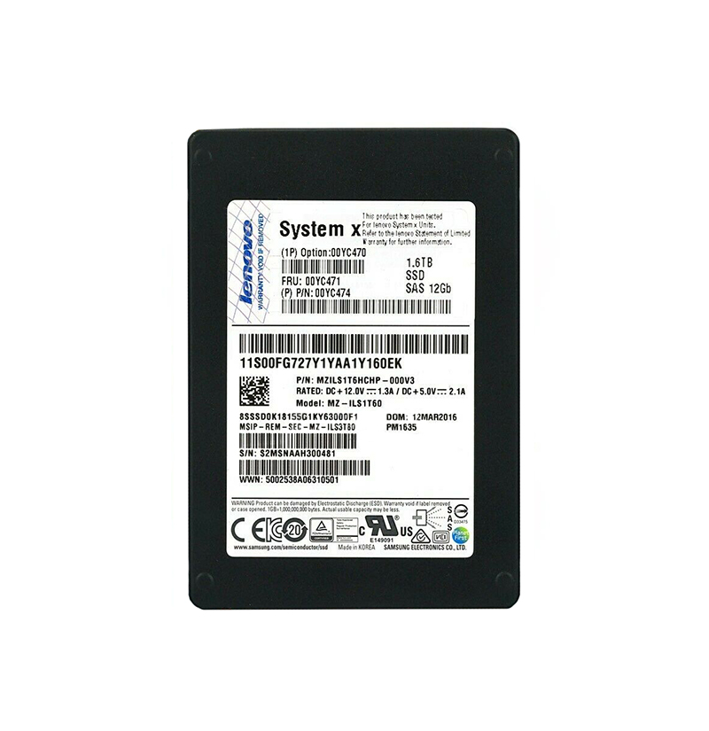 IBM 00YC471 1.6TB SAS 12Gb/s Hot-Swappable Enterprise Mainstream 2.5-inch Solid State Drive
