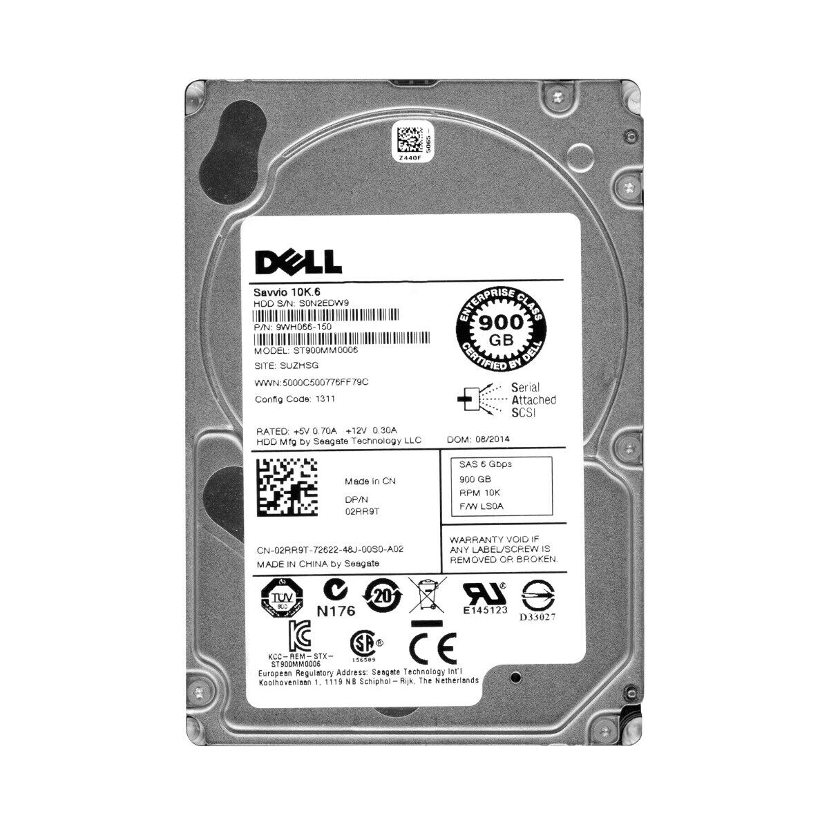 Dell 02RR9T 900GB 10000RPM SAS 6GB/s 64MB Cache 2.5-inch Hard Drive