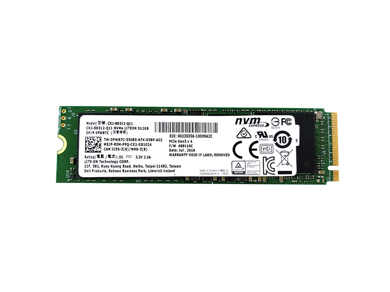 Dell 0PW87C 512GB Multi-Level Cell PCI Express NVMe M.2 Solid State Drive 