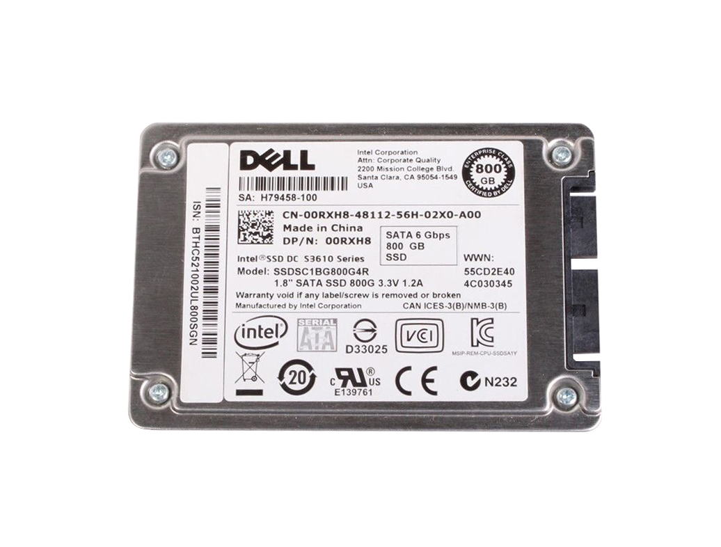 Dell 0RXH8 800GB Multi-Level Cell SATA 6Gb/s Mix Use 1.8-inch Solid State Drive