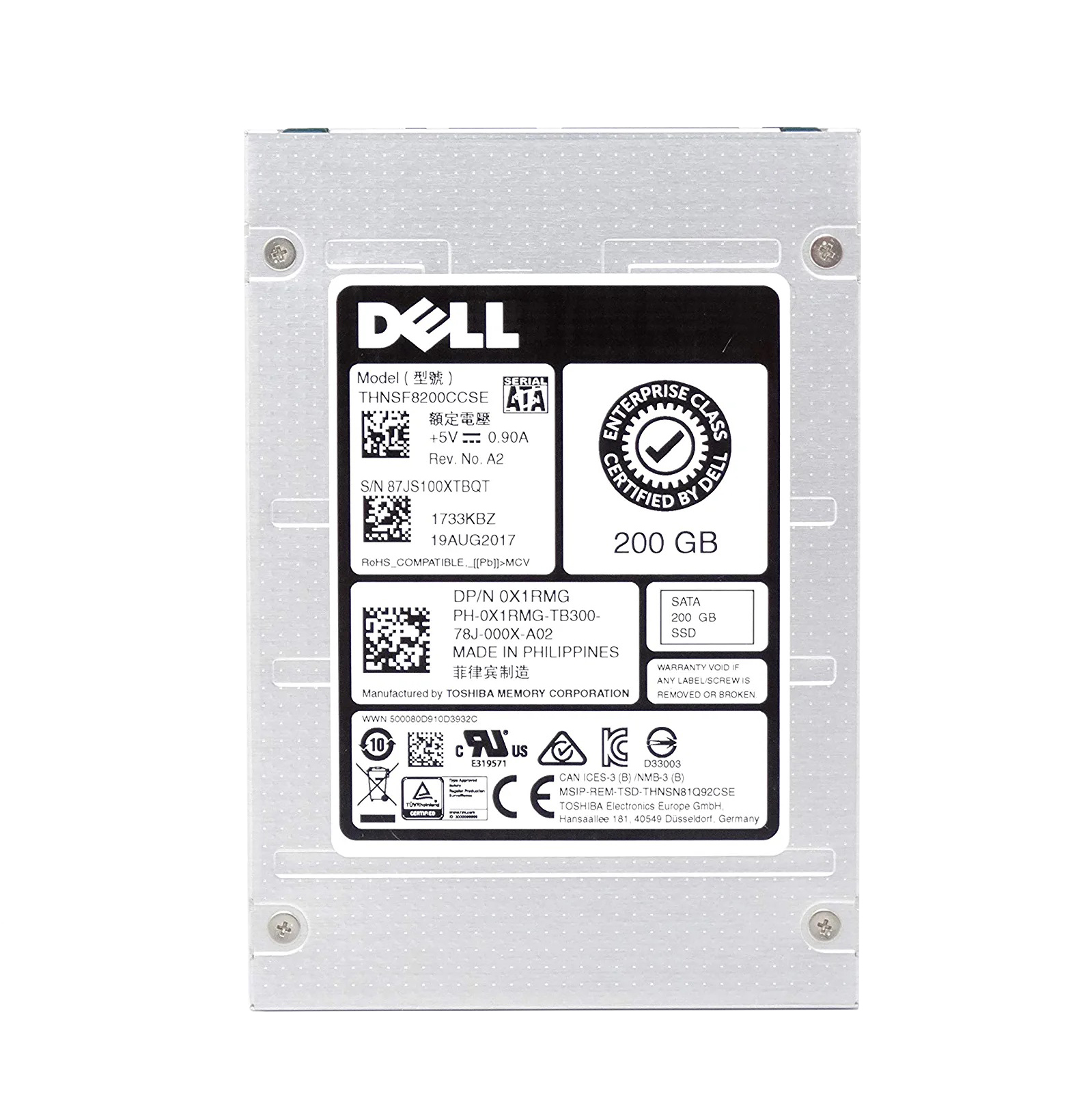 Dell X1RMG 200GB SATA 6Gb/s Mix Use hot-pluggable 2.5-inch Solid State Drive
