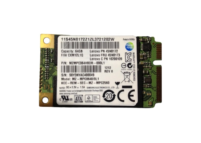 Lenovo 45N8172 64GB mSATA 3.0Gb/s PCI-e SFF Solid State Drive by Samsung