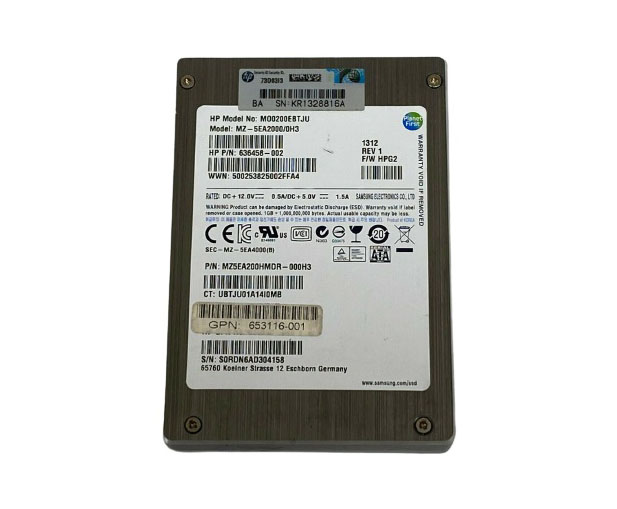 HP 653116-001 200GB Multi-Level Cell SATA 3Gb/s 2.5-inch Solid State Drive