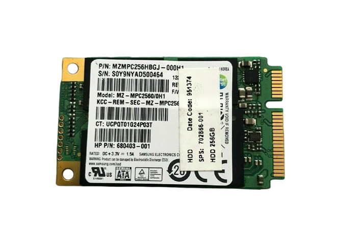 HP 702888-001 256GB Multi-Level Cell mSATA 6Gb/s Solid State Drive