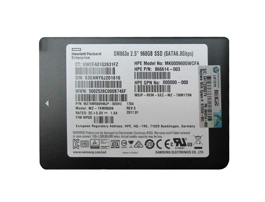 HP 866614-003 960GB SATA 6Gb/s Hot-Pluggable Mixed Use 3.5-Inch Hybrid Solid State Drive for ProLiant Servers