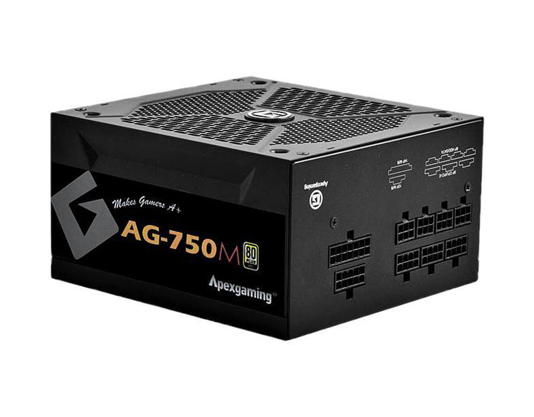 Apexgaming AG-750M 750-Watts 100-240V AC 10A 50-60Hz 24-Pin ATX 80 