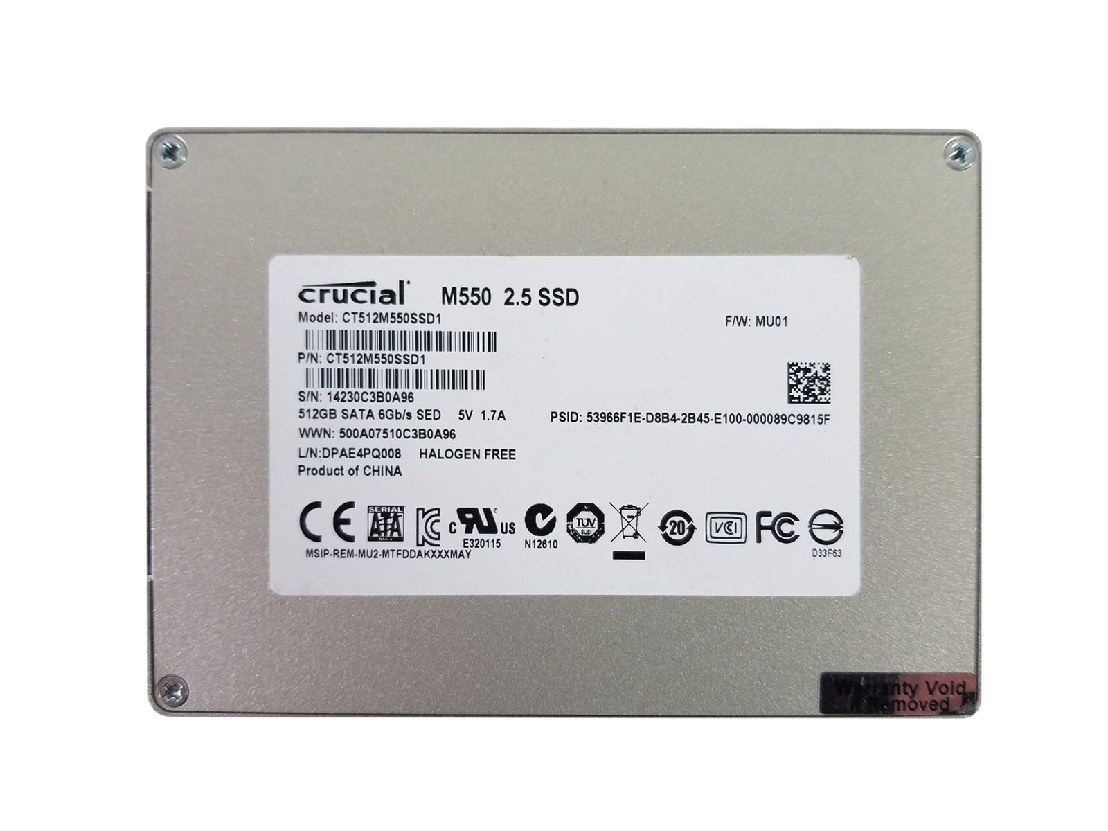 Crucial CT512M550SSD1 M550 512GB Multi-Level Cell SATA 6Gb/s 2.5-Inch Solid State Drive