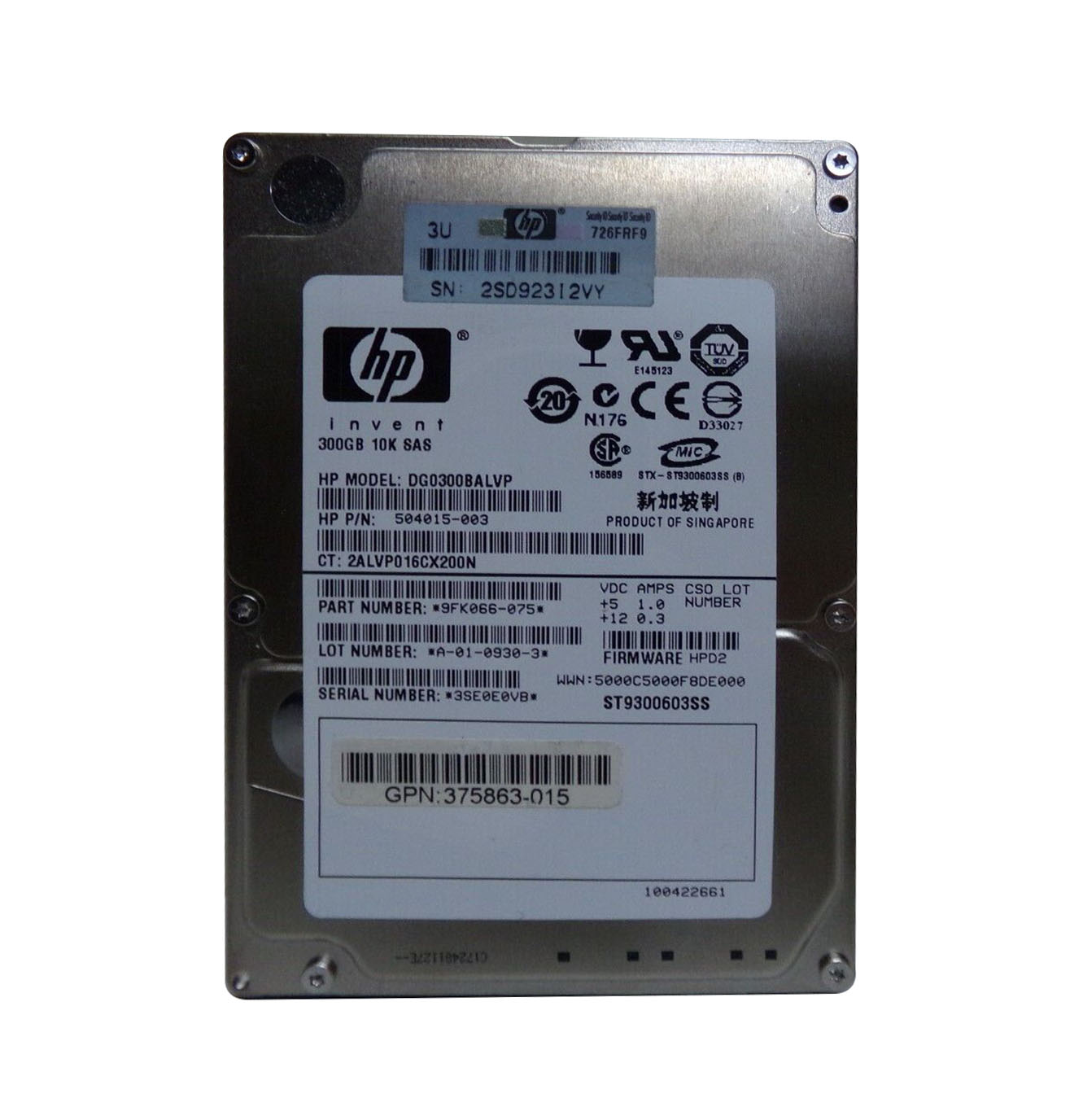 DG0300BALVP - HP 300GB 10000RPM SAS 3Gb/s SFF Hot-Pluggable Dual