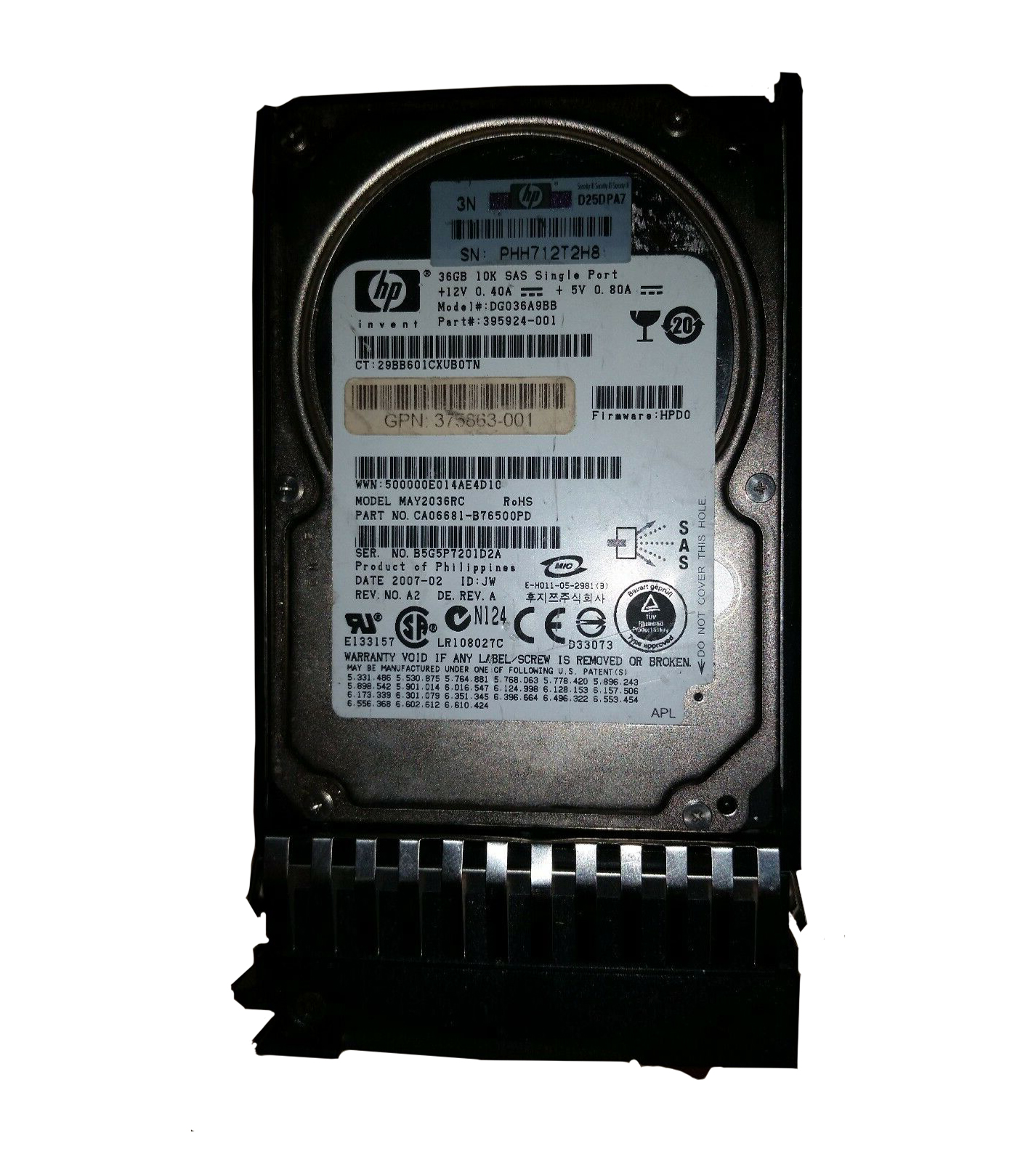 HP DG036A9BB 36.4GB 10000RPM SAS 3Gb/s hot-pluggable Single Port 2.5-inch Hard Drive