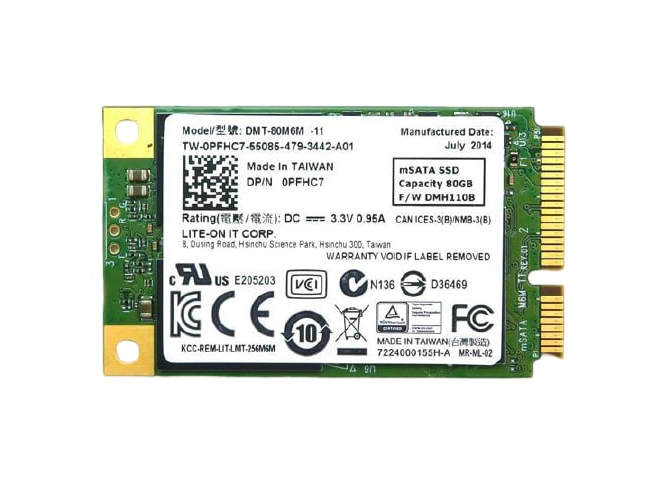 Lite-On DMT-80M6M 80GB mSATA Mini PCI-Express Solid State Drive