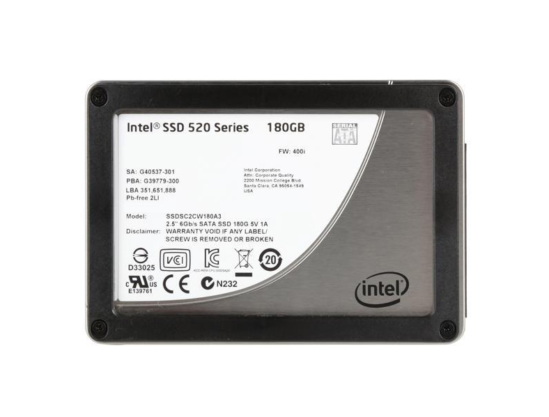 Intel G40537-300 520 180GB Multi-Level Cell SATA 6Gb/s 2.5-Inch Solid State Drive