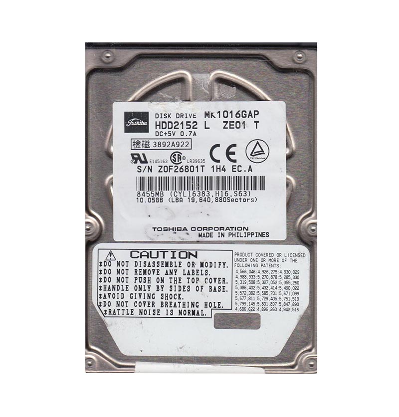 HDD2152 - Toshiba 10GB 4200RPM IDE Ultra ATA/66 (ATA-5) 1MB Cache 2.5-Inch  Hard Drive