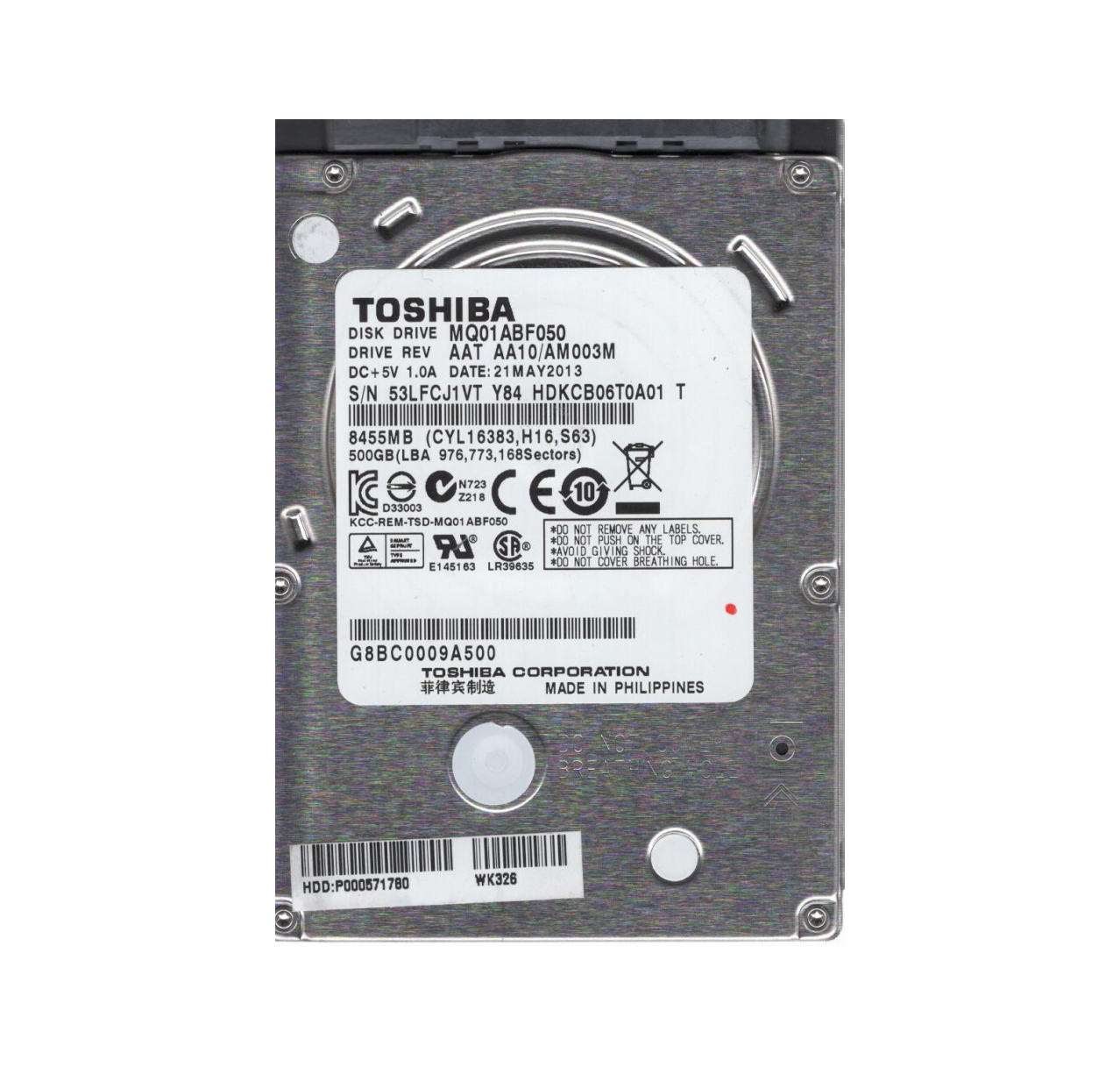 HDKCB06T0A01 - Toshiba 500GB 5400RPM SATA 6Gb/s 8MB