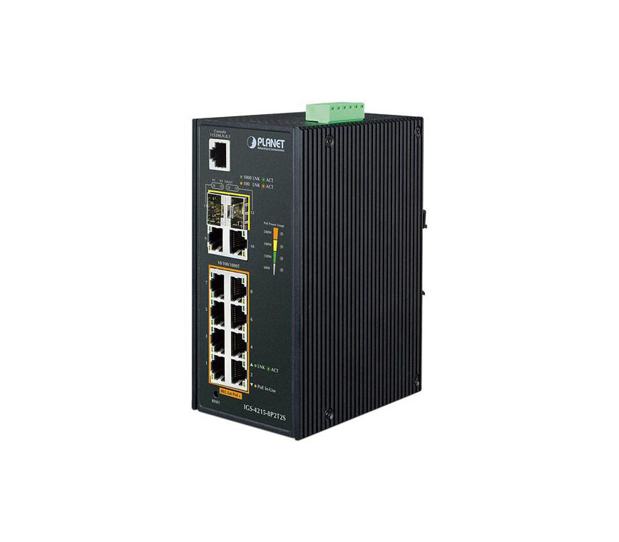 IGS-4215-8P2T2S - Planet 8 x Ports PoE+ 10/100/1000Base-T + 2 x Ports ...