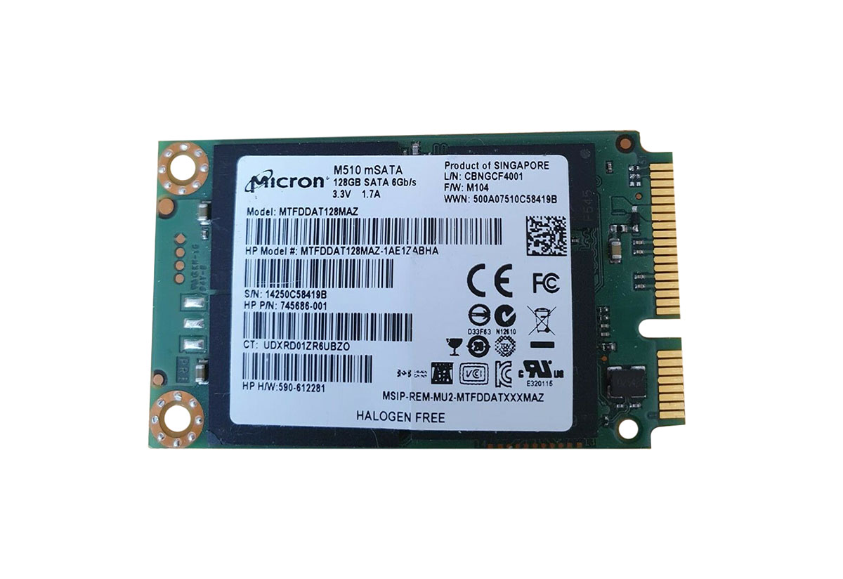 Micron MTFDDAT128MAZ M510 Series 128GB Multi-Level Cell SATA 6Gb/s mSATA Solid State Drive