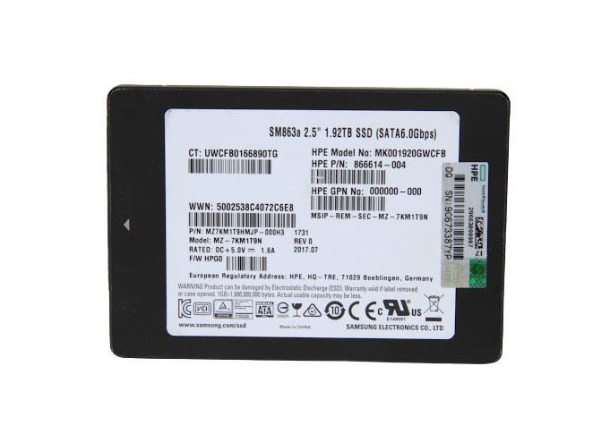 Samsung MZ7KM1T9HMJP-000H3 SM863 Series 1.92TB Multi-Level Cell SATA 6Gb/s 2.5-Inch Solid State Drive