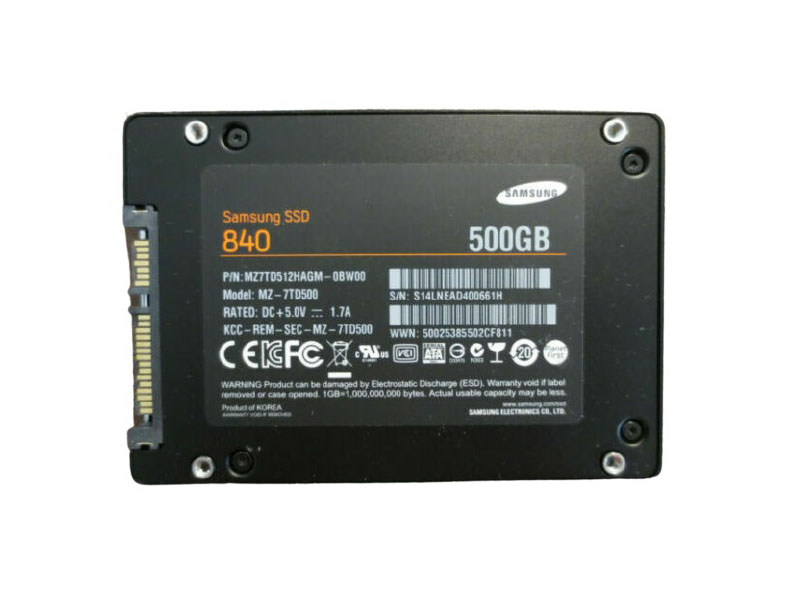 Samsung MZ7TD512HAGM-0BW00 840 Series 500GB Triple-Level Cell SATA 6Gb/s 2.5-inch Solid State Drive