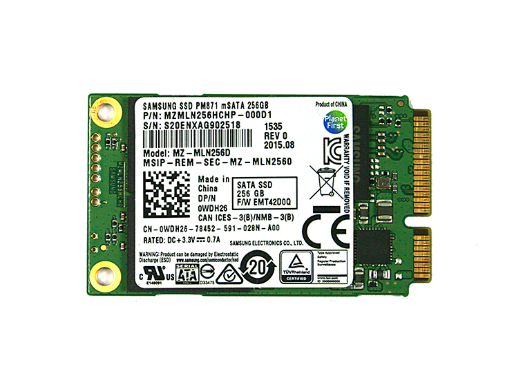 Samsung MZMLN256HCHP-000D1 PM871 Series 256GB Triple-Level Cell SATA 6Gb/s mSATA Solid State Drive