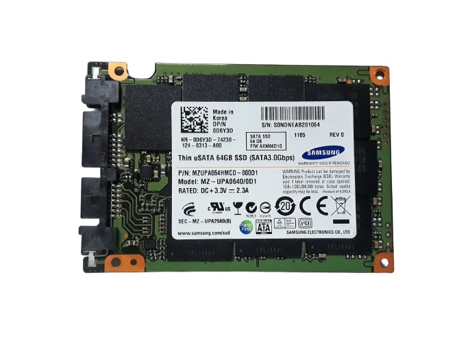 Samsung MZUPA064HMCD-000D1 Thin 64GB Multi-Level Cell SATA 3Gb/s uSATA 1.8-Inch Solid State Drive