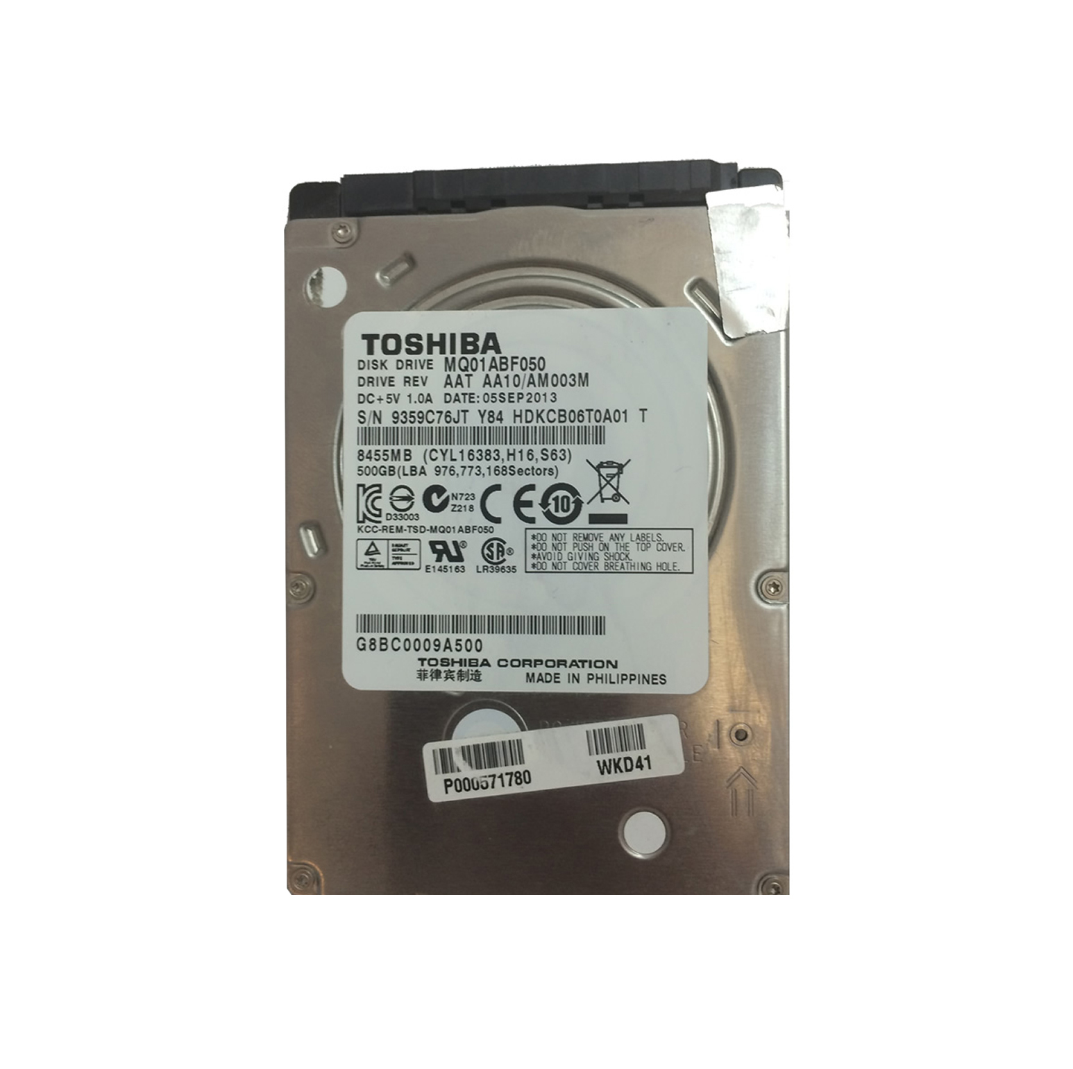 P000571780 - Toshiba 500GB 5400RPM SATA 6Gb/s 8MB Cache 2.5-Inch Hard Drive