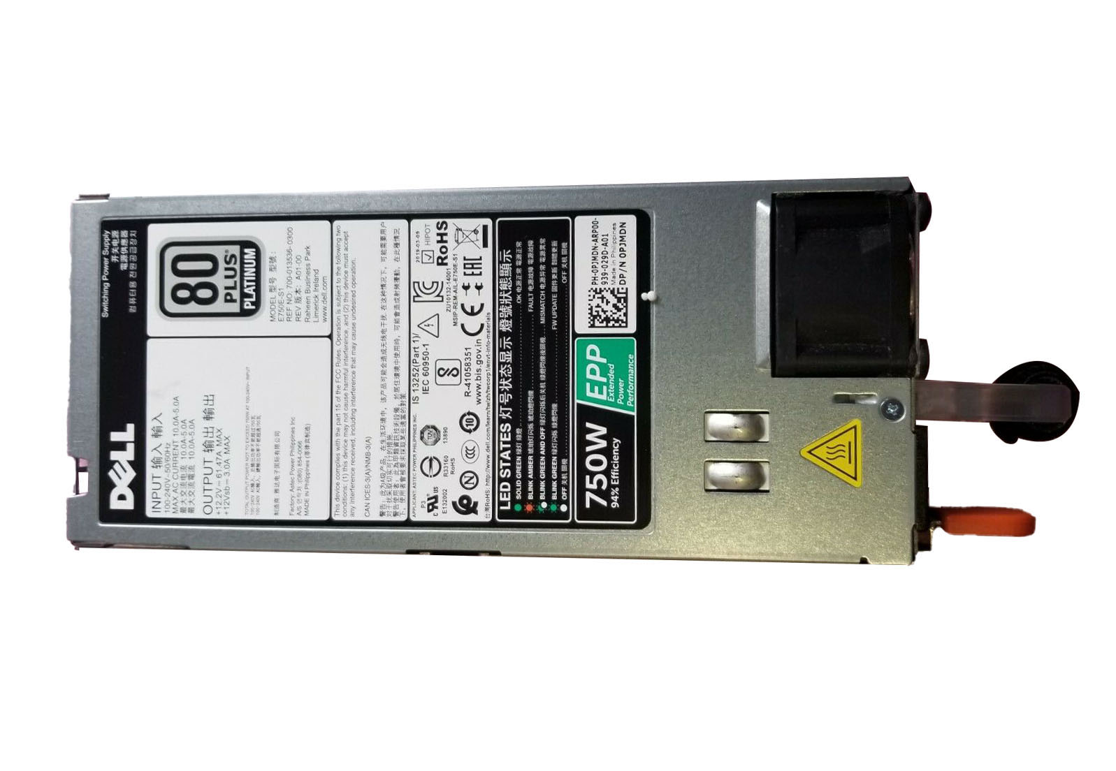 Dell PJMDN 750-Watts 100-240V Power Supply for PowerEdge R730 R730XD R630 T430 T630