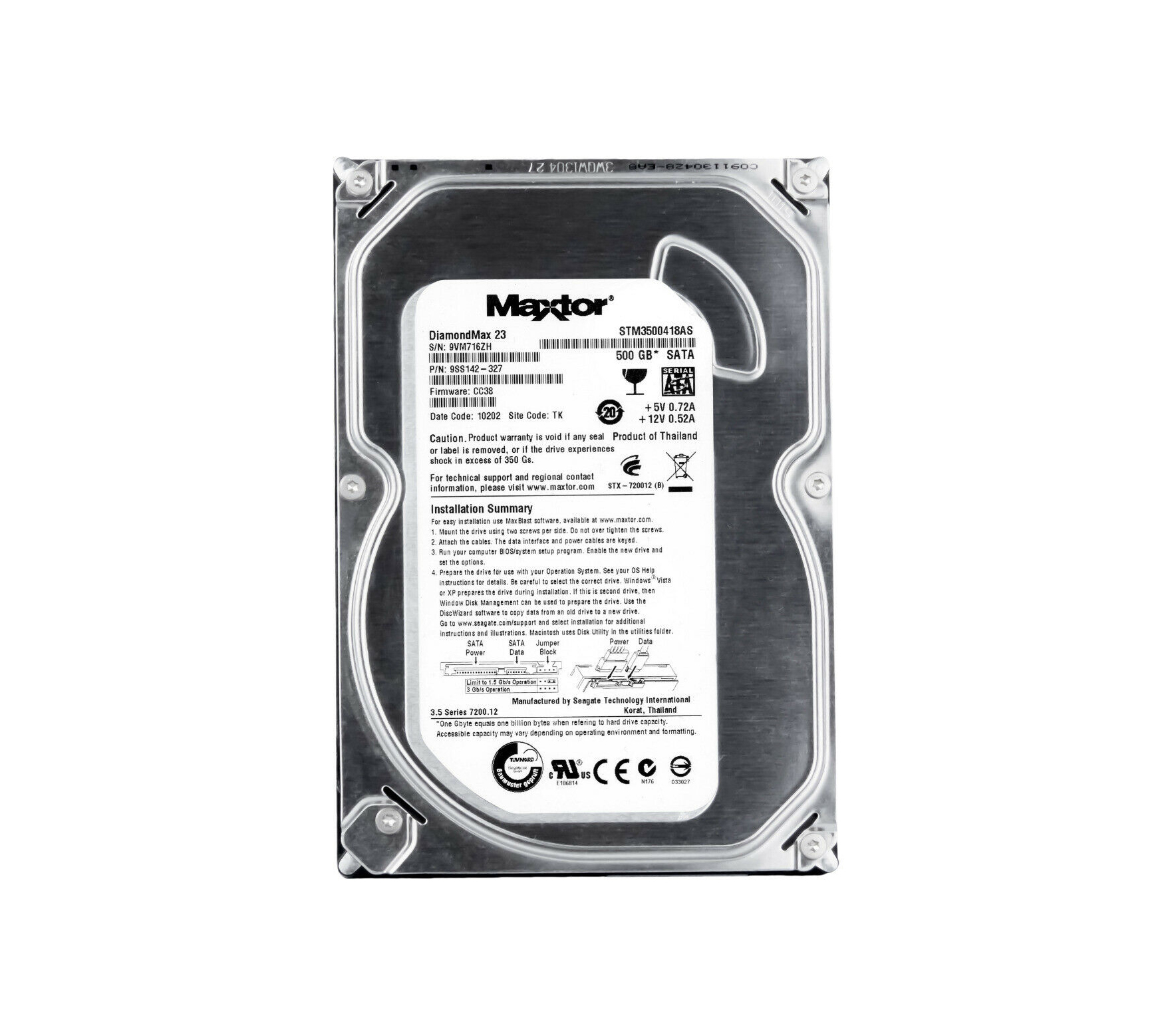 STM3500418AS - Maxtor DiamondMax 23 500GB SATA 3Gb/s 7200RPM 16MB Cache ...