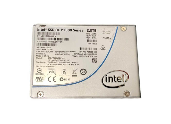 HP VO2000KEFJD 2TB NVMe x4 Lanes Read Intensive PCI Express 2.5-inch Solid State Drive