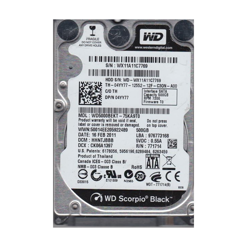 WD5000BEKT-75KA9T0 - Western Digital Scorpio Black 500GB 7200RPM SATA ...