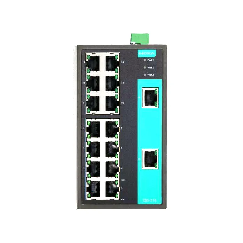 EDS-316 - Moxa Industrial Unmanaged with 16 10/100BaseT(X) ports, -10 to  60°C Ethernet Switch